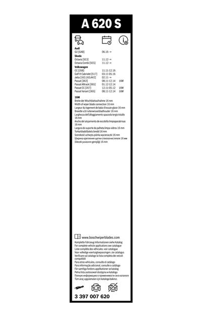 BOSCH 3 397 007 620 Číslo výrobce: A 620 S. EAN: 4047024806344.