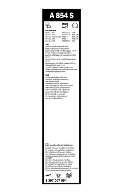 BOSCH 3 397 007 854 Číslo výrobce: A 854 S. EAN: 4047025084208.
