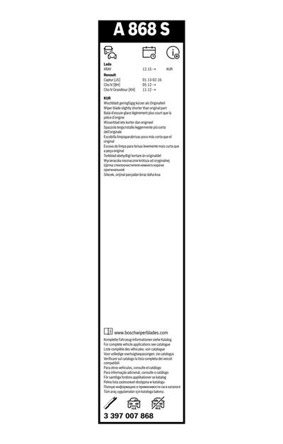 BOSCH 3 397 007 868 Číslo výrobce: A 868 S. EAN: 4047025146838.