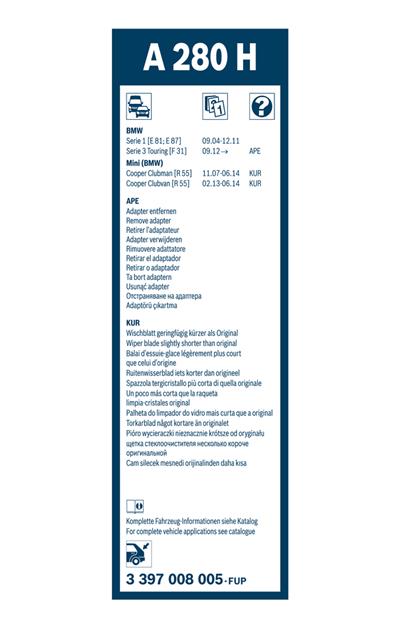 BOSCH 3 397 008 005 Číslo výrobce: A 280 H. EAN: 4047024110717.