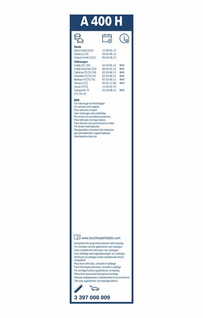 BOSCH 3 397 008 009 Číslo výrobce: A 400 H. EAN: 4047024151482.