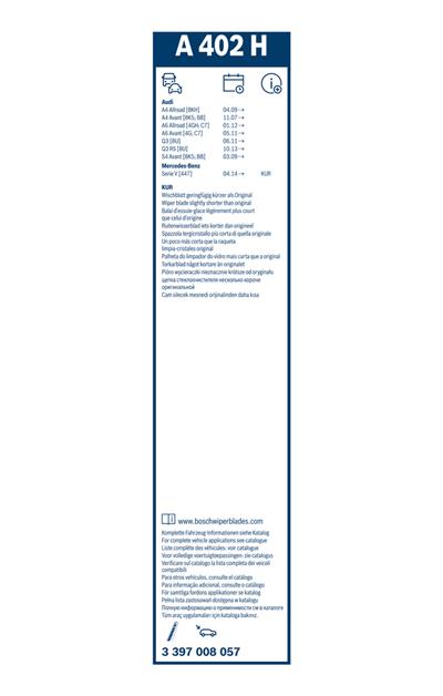 BOSCH 3 397 008 057 Číslo výrobce: A 402 H. EAN: 4047024385252.