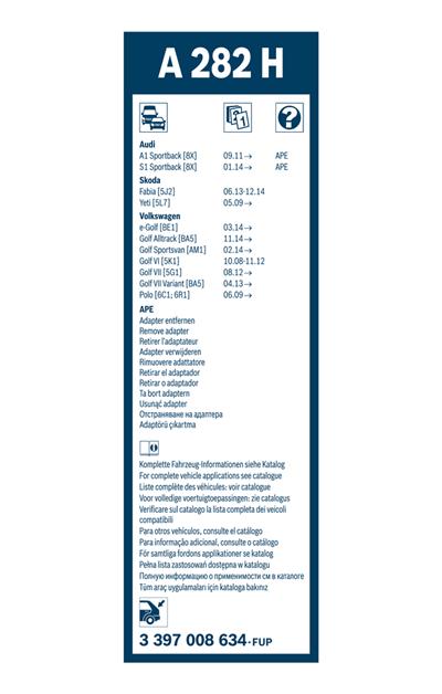 BOSCH 3 397 008 634 Číslo výrobce: A 282 H. EAN: 4047024496811.