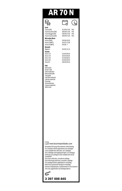 BOSCH 3 397 008 845 Číslo výrobce: AR 70 N. EAN: 4047024784550.