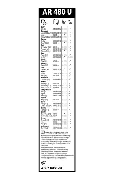 BOSCH 3 397 008 934 Číslo výrobce: AR 480 U. EAN: 4047024735910.