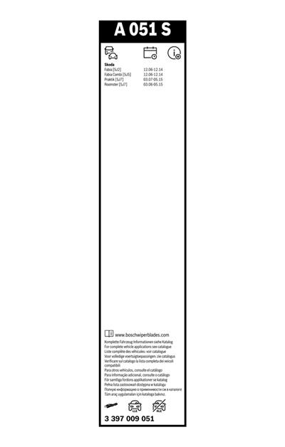 BOSCH 3 397 009 051 Číslo výrobce: A 051 S. EAN: 4047024276192.