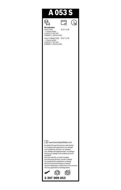 BOSCH 3 397 009 053 Číslo výrobce: A 053 S. EAN: 4047024217089.