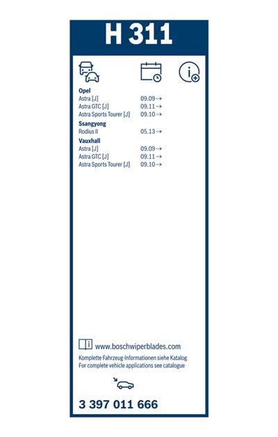 BOSCH 3 397 011 666 Číslo výrobce: H 311. EAN: 4047025214865.