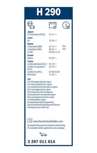BOSCH 3 397 011 814 Číslo výrobce: H 290. EAN: 4047025363884.