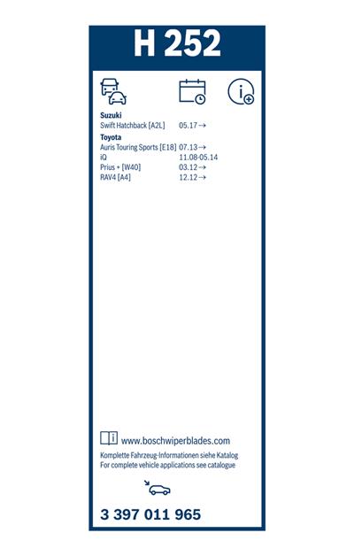 BOSCH 3 397 011 965 Číslo výrobce: H 252. EAN: 4047025852272.