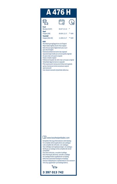 BOSCH 3 397 013 742 Číslo výrobce: A 476 H. EAN: 4047025511094.