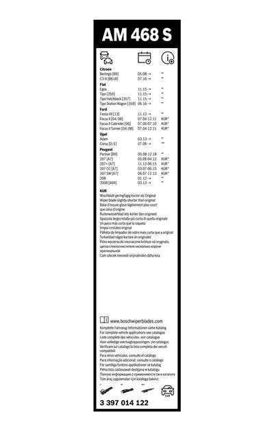 BOSCH 3 397 014 122 Číslo výrobce: AM 468 S. EAN: 4047025487757.