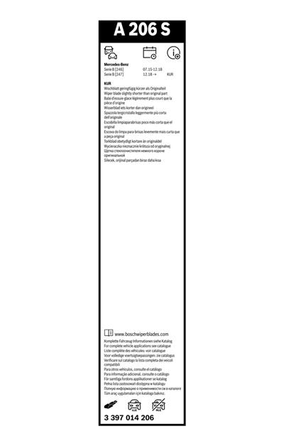 BOSCH 3 397 014 206 Číslo výrobce: A 206 S. EAN: 4047025907958.