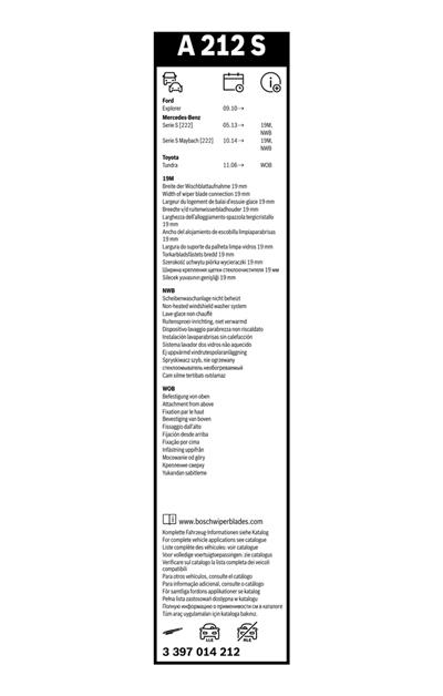 BOSCH 3 397 014 212 Číslo výrobce: A 212 S. EAN: 4047025786355.