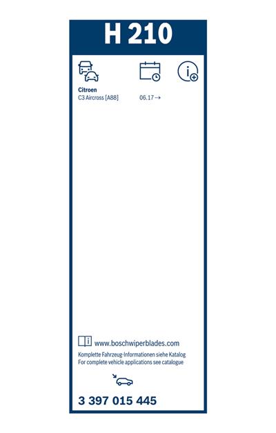 BOSCH 3 397 015 445 Číslo výrobce: H 210. EAN: 4047026411430.