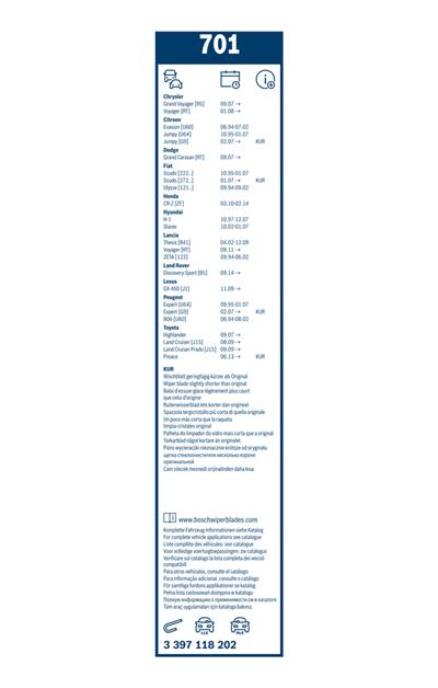 BOSCH 3 397 118 202 Číslo výrobce: 701. EAN: 3165141087864.