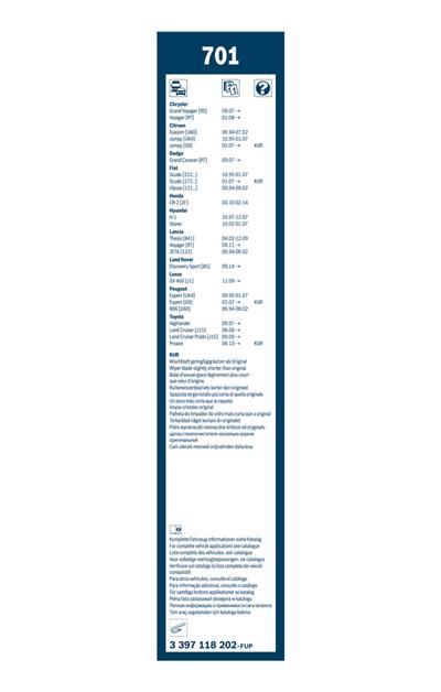 BOSCH 3 397 118 202 Číslo výrobce: 701. EAN: 3165141087864.