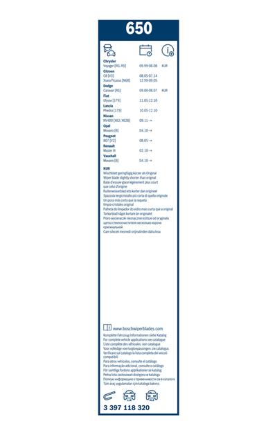 BOSCH 3 397 118 320 Číslo výrobce: 650. EAN: 3165143330227.