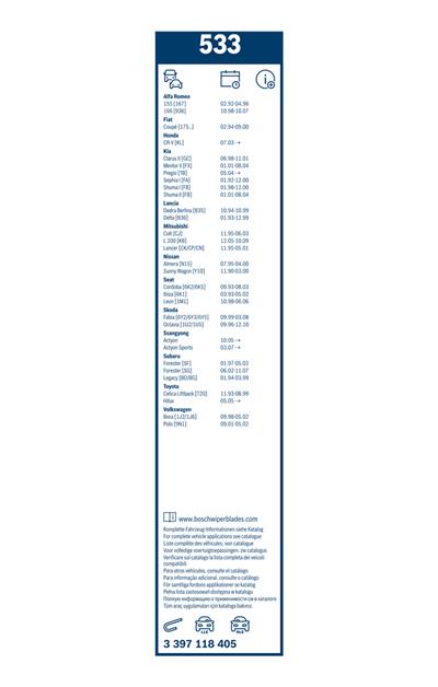 BOSCH 3 397 118 405 Číslo výrobce: 533. EAN: 3165141086751.