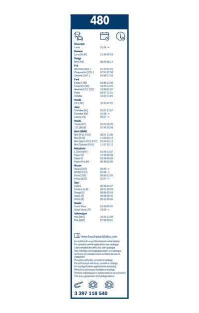 BOSCH 3 397 118 540 Číslo výrobce: 480. EAN: 3165141087567.