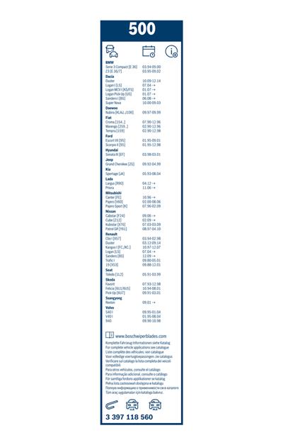 BOSCH 3 397 118 560 Číslo výrobce: 500. EAN: 3165141087611.