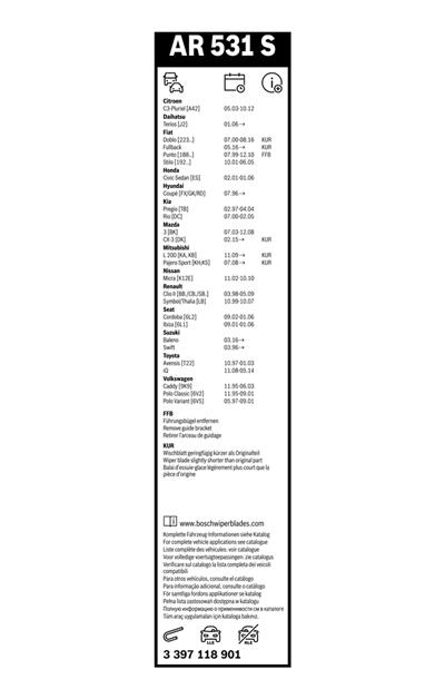 BOSCH 3 397 118 901 Číslo výrobce: AR 531 S. EAN: 3165143613931.