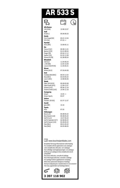 BOSCH 3 397 118 902 Číslo výrobce: AR 533 S. EAN: 3165143613948.