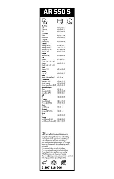 BOSCH 3 397 118 906 Číslo výrobce: AR 550 S. EAN: 3165143613986.