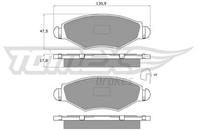 TOMEX Brakes TX 13-43 Číslo výrobce: 13-43. EAN: 5906485555804.