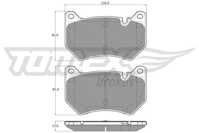 TOMEX Brakes TX 19-43 Číslo výrobce: 22958. EAN: 5901646601987.