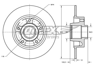 TOMEX Brakes TX 71-141 Číslo výrobce: 71-141. EAN: 5901646604162.