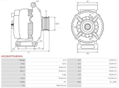 AS-PL A5126(MITSUBISHI) EAN: 5902129172628.