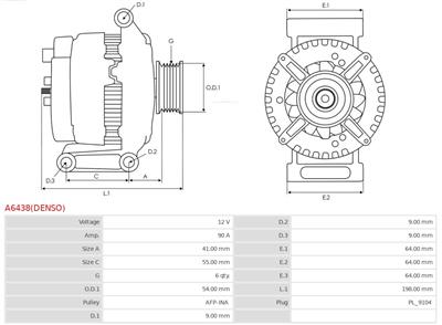 AS-PL A6438(DENSO) EAN: 5902129059431.