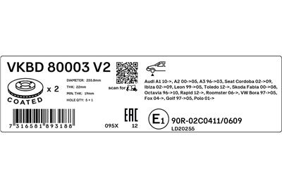 SKF VKBD 80003 V2 EAN: 7316581893188.