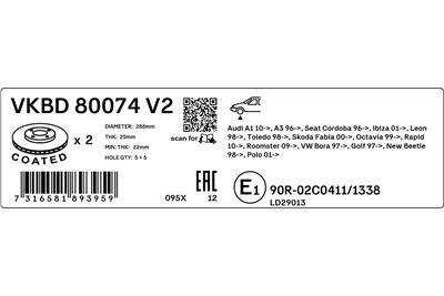 SKF VKBD 80074 V2 EAN: 7316581893959.