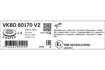 SKF VKBD 80170 V2 EAN: 7316581894994.