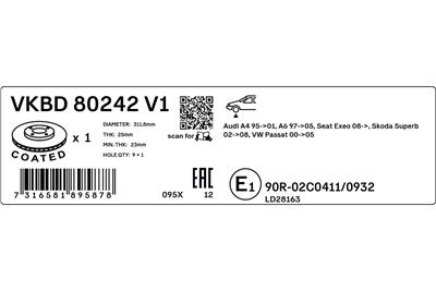 SKF VKBD 80242 V1 EAN: 7316581895878.