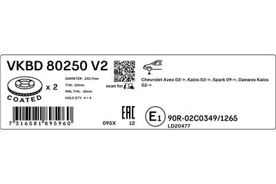 SKF VKBD 80250 V2 EAN: 7316581895960.