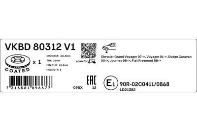 SKF VKBD 80312 V1 EAN: 7316581896677.