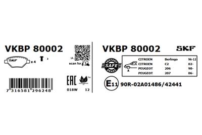 SKF VKBP 80002 Číslo výrobce: 23599. EAN: 7316581296248.