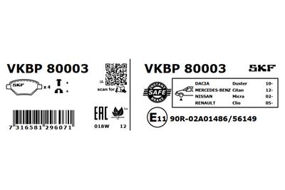 SKF VKBP 80003 EAN: 7316581296071.