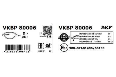 SKF VKBP 80006 EAN: 7316581296491.
