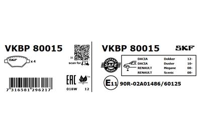 SKF VKBP 80015 Číslo výrobce: 24538. EAN: 7316581296217.