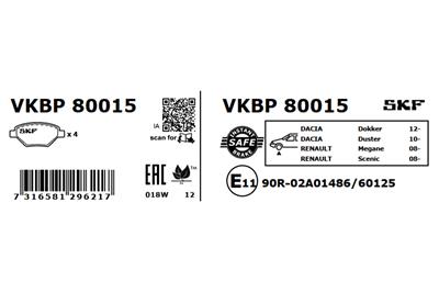 SKF VKBP 80015 EAN: 7316581296217.