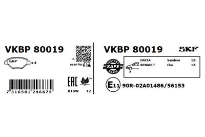 SKF VKBP 80019 EAN: 7316581296675.