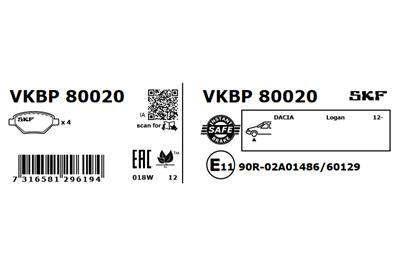 SKF VKBP 80020 EAN: 7316581296194.