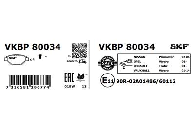 SKF VKBP 80034 EAN: 7316581296774.