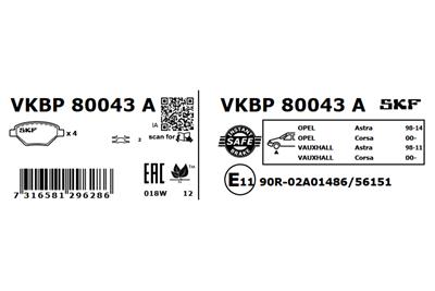 SKF VKBP 80043 A EAN: 7316581296286.