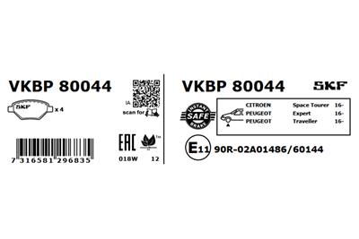 SKF VKBP 80044 EAN: 7316581296835.