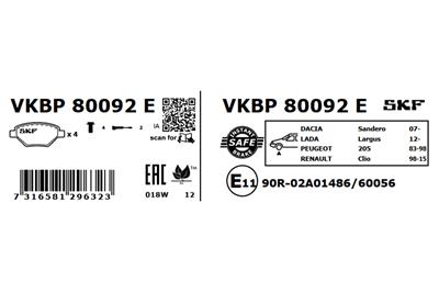 SKF VKBP 80092 E EAN: 7316581296323.